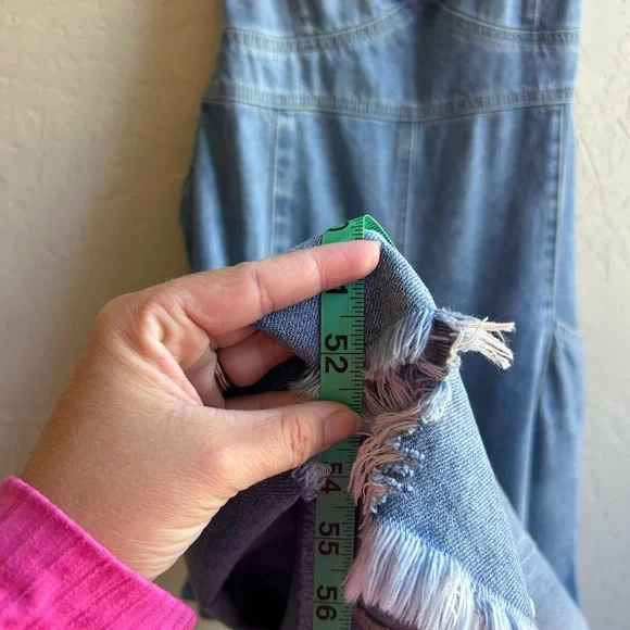 EE some denim maxi distressed overall dress LG boho casual retro pockets street - Picture 9 of 9